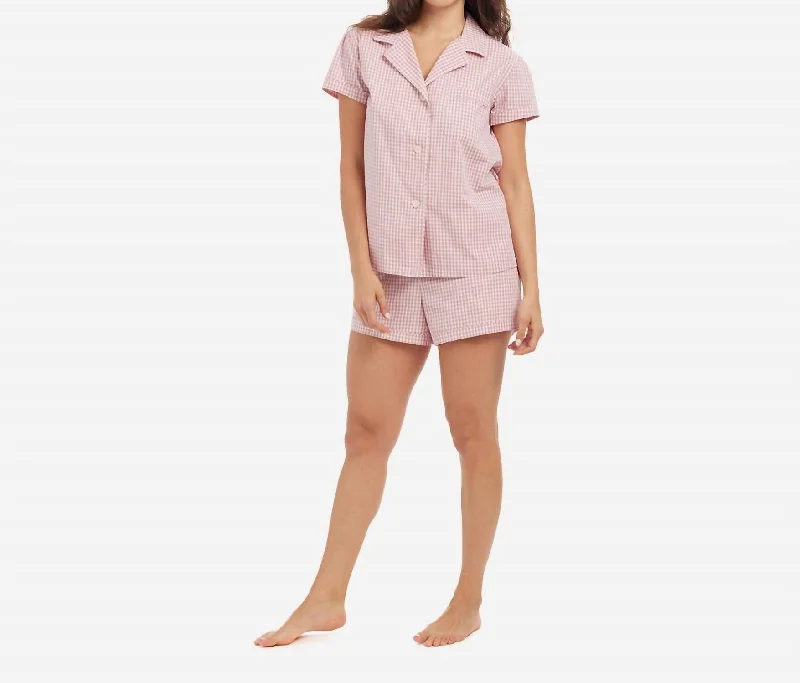 Gingham Cotton Classic Short Pj Set In Bubbles Gingham